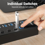 Powered Usb Hub, 11-Port Usb 3.0 Hub Splitter - 10 Usb 3.0 Data Transfer Ports