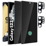 2+2 Pack Privacy Screen Protector Compatible With Galaxy S22 Ultra 5G - 2 Tempered Glass Film + 2 Camera Lens Protectos, High Clarity Bubble Free, Anti-Spy Protection