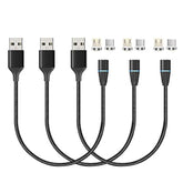 Magnetic Charging Cable,3In1 Gen12 (1Ft/3 Pack Black) 18W Fast Charging Magnetic Phone Charger And Data Transfer Charger For Usb-C,Micro-Usb