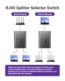 2 Port Rj45 Network Switch, Ethernet Splitter 2-In 1-Out Or 1-In 2-Out, Power-Free Passive Ethernet Selector 1000Mbps Cat6/ Cat5E/ Cat5, Poe, Slide Switch, Rj11, Rj12, 1 Pack