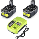 2Pack 6.0Ah Repacement For Ryobi 18V Battery With P117 Charger Compatible With Ryobi Battery 18V P102 P103 P104 P105 P107 P108 P109 Battery & Charger Kit