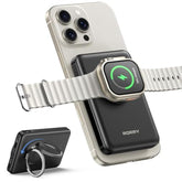 For Magsafe Battrery Pack, 10000Mah Magnetic Power Bank, 20W Pd Fast Charging Wireless Portable Charger With Phone Ring For Iphone 16/15/14/13/12, Apple Watch Ultra/10/9/8/7/6/5/4//Se, Black