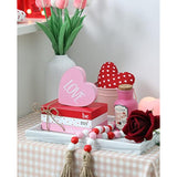 Valentine Tiered Tray Decor, Cute Wood Book Stack With Bead Garland For Valentine Decor, Love Be Mine Mini Faux Decorative Books Bundle, Farmhouse Valentine Decor For Table Mantle Shelves