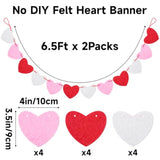 Valentine'S Day Banner - Red Felt Heart Garland And Love Burlap Decorations Banners With Hearts For Mantle, Fireplace, Wall Proposal Valentines Decor