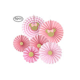 11Pcs Minnie Party Decor Girls 1st-3rd Birthday Banner Lanterns Fans Pink Gold