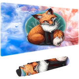 Watercolor Fox Customized Large Extended Gaming Mouse Pad With Stitched Edges And Non-Slip Rubber Base,Suitable For Office And Home Use,31.5X15.7 Inches