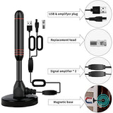 Indoor TV Antenna with 2 Signal Boosters & 32FT Cable Digital Antenna for Smart TV, Magnetic Base, Supports 4K 1080p Dual Amplifiers for Long Range