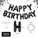 Black Happy Birthday Balloon Banner 16inch Foil Party Decor