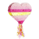 Pull String Pinata - 16 X 13 X 3 In, Pink & Gold Ombre - Heart Shaped Pinata For Girls' Birthday Party Supply & Decoration