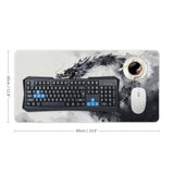 Desk Pad Mat Large Mousepad Japanese Dragon Cool Black White Fantasy Mouse Pad Desk Mat For Keyboard And Mouse Non-Slip Rubber Desk Pad Office Supplies For Desk 30X60Cm
