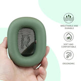Lambskin Ear Cushions For Apple Airpods Max Headphones Replacement Earpads Sweat Proof Ear Cups Cushion Easy To Install With Magnet,Sheepskin And Memory Foam(Green)