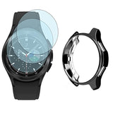 (3+1Pack) Compatible For Samsung Galaxy Watch 4 Classic Screen Protector 46Mm, Tempered Glass Film Anti-Scratch High Definition Full Coverage And Soft Tpu Protective Case, Transparent