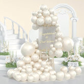 Pearl White Balloon Arch Kit with Double-Stuffed Balloons & Stickers