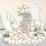Pearl White Balloon Arch Kit with Double-Stuffed Balloons & Stickers