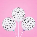 Paw Prints-A-Round Biodegradable Latex Balloons, White With Black Paw Prints All-Around, 11-Inch (12-Units)