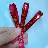 50 Yards Merry Christmas Ribbon Christmas Tree Bells Snowflake, 3/8 Inch Wide Satin Ribbons For Festival Holiday Party Decoration Gift Wrapping Crafts (Wine Red)