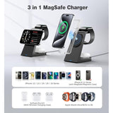 3 In 1 Magnetic Wireless Charging Station Apple 20W Mag-Safe Charger Stand Magnetic Wireless Charger For Iphone 16 15 14 13 12 Pro/Pro Max/Plus/Mini Airpods 2/3/Pro Iwatch Ultra/8/7/Se/6/5/4/3/2
