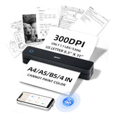 Portable-Printer Wireless For Travel,300Dpi Inkless Thermal Small Printers For Home Use,Office,Vehicles,Mobile Bluetooth Printer Supports 8.5" X 11" Us Letter,For Smartphone & Pc,Black