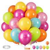 Tropical Balloons, 12 Inch Hawaii Balloons, Colorful Balloon, Pearl Hot Pink Teal Blue Yellow Fruit Green Latex Balloon For Summer Pool Beach Hawaiian Flamingo Theme Birthday Party Decoration