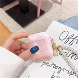 For Cute Glitter Airpods 2/1 Gen Case With Cleaner Pen,Shell Pattern Airpods 2Nd/1St Generation Cover Protective Skin Girl Women With Luxury Pearl Keychain For Apple Ipod 2Nd/1St Gen - Pink