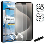 3+2 3 Packs Hydrogel Film Screen Protector(Not Glass) + 2 Packs Tempered Glass Camera Lens Protector For Iphone 15 Pro Max