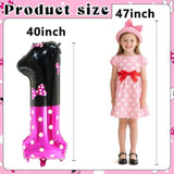 40" Pink Mouse Number 1 Balloon — Giant Bow-Themed Baby Birthday Decor