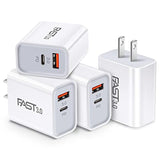 4-Pack 20W USB C Fast Charger Dual Port PD Wall Charger for iPhone iPad Galaxy