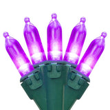 Led Mini Christmas Lights - Purple - 33' Green Wire - 100Ct