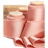 Rose Gold Satin Ribbon 1.5" X 15Yd With Wooden Spool Handmade Frayed E