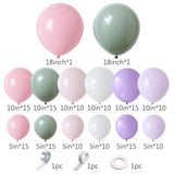 Fairy Wonderland Party Decorations 155Pcs Dusty Green Pink Purple Balloons Garland Arch Kit Pastel Pink Lavender Purple White Latex Balloons For Spring Tea Party Wedding Birthday Flower Party Backdrop
