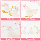 Cute Goose Pink Banner Garland - 2Pcs Cartoon Baby Goose With Pink Bow Tie Hanging Banner Aesthetic Garland For Girl Birthday Baby Shower Gender Reveal Party Decoration Wall Photo Props Supply