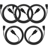 Usb Extension Cable 3Ft 5 Pack Bulk, Usb A 2.0 Male To Female Extension Cord For Printer, Mouse, Keyboard, 480Mbps Transfer Speed, Black
