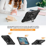 For Ipad Mini 5/ Mini 4 Case 7.9 Inch, Sturdy Heavy Duty Shockproof Full-Body Protective Case With Screen Protector, Rotating Stand, Hand/Shoulder Strap For Ipad Mini 5Th/4Th Gen, Black