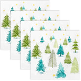 50 Pack Christmas Paper Napkins Christmas Tree Blue Green Disposable Beverage Napkins Watercolor Decorative Table Napkin For New Year Winter Dinner Merry Christmas Holiday Xmas Party Supplies