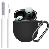 For Google Pixel Buds Pro & Buds Pro 2 Case Cover With Cleaner Kit, Soft Silicone Shockproof Protective Case Skin With Keychain For Men Women, Black