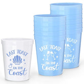 Last Toast On The Coasts Bachelorette Party Plastic Cups 12Pcs Costal Stadium Cups Bridal Showers Party Favors Decorations Reusable Party Cups Supplies 16Oz