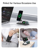 3 in 1 Wireless Charging Station for MagSafe Charger,Foldable Fast Charging Magnetic Wireless Charger Stand,Travel Charger for iPhone 17 Air 16