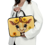 Giraffe 17 Inch Laptop Sleeve, Laptop Cover Computer Bag Tablet Carrying Case With Handle, Fashion Zipper Tote Bags Notebook Sleeves Handbag Messenger Briefcase Gifts For Women