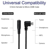 Micro Usb To 3.5Mm Jack Audio Adapter Cable Black Right Angled Micro Usb Male