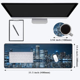Desk Pad Mat Gaming Mouse Pads With Coasters, Office Desk Mat 31.5" ×11.8" Large Gaming Mouse Pad Durable Extended Computer Mouse Pad For Office & Home (Chicago Skyline Scene At Night)