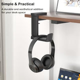 Headphone Hook - Adjustable Clamp-on Headphone Holder, Under Desk Gaming Headset Holder Mount Hook with Rotating Clamp (Black)