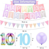 10Th Birthday Decorations For Girl Pre Strung Banner Pennants Pastel Macaron Birthday Decor For 10 Year Old Girl