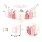 Pink Daisy 1st Birthday High Chair Banner: Tassel Garland, Photo Backdrop