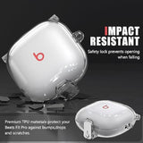 ?With Safety Lock? For Beats Fit Pro Case Cover,Cleaner Kit For Beats Fit Pro,Accessories With Anti-Lost Keychain/Silicone Wrist Strap(Clear)