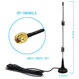 Wifi Booster Antenna With Rp-Sma Male Connectorwithout Pin,2.4Ghz Magnetic Base 10Ft Extension Cable For Wireless Cctv Security Camera Video System Nvr Dvr Surveillance Recorder,Black
