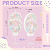 Number 6 Birthday Candle With 12 Pcs Spiral Candles For Girls Macaron Pastel Rainbow Unicorn Pink Cake Topper For Sweet Theme Party Decoration