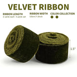 Velvet Ribbon For Gift Wrapping - Olive Green Handmade Fringe Ribbons