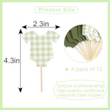 Green Bodysuit Cake Topper Gingham Baby Shower Decoration Girl Boy/Girl Theme