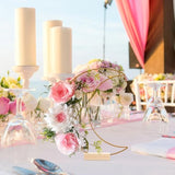 Metal Floral Hoops: 10 Sets Moon Shaped Metal Wreath Rings Stand With Wood Holders Centerpiece Table Decor For Diy Party Christmas Home Wedding Table Decor