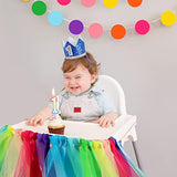 Rainbow High Chair Banner Highchair Tutu Skirt High Chair Decoration W